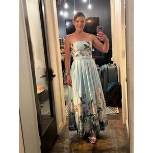 Nissa Blue Corset Hydrangea Gown Size 4 US Formal Evening Dress